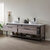 Vinnonva Murcia 84'' W Freestanding Double Sink Bathroom Vanity in Mexican Oak with Matte Black Frame, White Composite Grain Stone Countertop, and Vessel Sinks, 84'' Mexican Oak / Matte Black Lifestyle Opened View