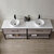 Vinnonva Murcia 84'' W Freestanding Double Sink Bathroom Vanity in Mexican Oak with Matte Black Frame, White Composite Grain Stone Countertop, and Vessel Sinks, 84'' Mexican Oak / Matte Black Overhead View
