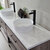 Vinnonva Murcia 84'' W Freestanding Double Sink Bathroom Vanity in Mexican Oak with Matte Black Frame, White Composite Grain Stone Countertop, and Vessel Sinks, 84'' Mexican Oak / Matte Black Sink Close Up View