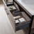 Vinnonva Murcia 84'' W Freestanding Double Sink Bathroom Vanity in Mexican Oak with Matte Black Frame, White Composite Grain Stone Countertop, and Vessel Sinks, 84'' Mexican Oak / Matte Black Drawer View