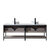 Vinnonva Murcia 84'' W Freestanding Double Sink Bathroom Vanity in Mexican Oak with Matte Black Frame, White Composite Grain Stone Countertop, and Vessel Sinks, 84'' Mexican Oak / Matte Black Back View