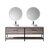 Vinnonva Murcia 84'' W Freestanding Double Sink Bathroom Vanity Set in Mexican Oak with Matte Black Frame, White Composite Grain Stone Countertop, Vessel Sinks, and Mirrors, 84'' Mexican Oak / Matte Black Set w/ Mirrors Product View