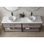 Vinnonva Murcia 84'' W Freestanding Double Sink Bathroom Vanity Set in Mexican Oak with Matte Black Frame, White Composite Grain Stone Countertop, Vessel Sinks, and Mirrors, 84'' Mexican Oak / Matte Black Set w/ Mirrors Overhead View