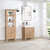 Vinnonva Leon 24'' W Freestanding Single Bathroom Vanity Set in Fir Wood Brown with Lightning White Composite Sink Top, and Mirror, 24'' Brown w/ White Top Set w/ Mirror Lifestyle Front View