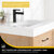 Vinnonva Leon 24'' W Freestanding Single Bathroom Vanity Set in Fir Wood Brown with Lightning White Composite Sink Top, and Mirror, 24'' Brown w/ White Top Set w/ Mirror Sink View