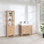 Vinnonva Leon 36'' W Freestanding Single Bathroom Vanity in Fir Wood Brown with Lightning White Composite Sink Top, 36'' Brown w/ White Top Lifestyle Angle View