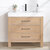 Vinnonva Leon 36'' W Freestanding Single Bathroom Vanity in Fir Wood Brown with Lightning White Composite Sink Top, 36'' Brown w/ White Top Front View