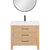 Vinnonva Leon 36'' W Freestanding Single Bathroom Vanity Set in Fir Wood Brown with Lightning White Composite Sink Top, and Mirror, 36'' Brown w/ White Top Set w/ Mirror Product View