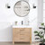 Vinnonva Leon 36'' W Freestanding Single Bathroom Vanity Set in Fir Wood Brown with Lightning White Composite Sink Top, and Mirror, 36'' Brown w/ White Top Set w/ Mirror Front View