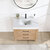 Vinnonva Leon 36'' W Freestanding Single Bathroom Vanity Set in Fir Wood Brown with Lightning White Composite Sink Top, and Mirror, 36'' Brown w/ White Top Set w/ Mirror Overhead View