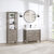 Vinnonva Leon 36'' W Freestanding Single Bathroom Vanity Set in Fir Wood Grey with Lightning White Composite Sink Top, and Mirror, 36'' Grey w/ White Top Set w/ Mirror Lifestyle Front View