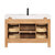 Vinnonva Leon 48'' W Freestanding Single Bathroom Vanity in Fir Wood Brown with Lightning White Composite Sink Top, 48'' Brown w/ White Top Back View