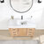 Vinnonva Leon 48'' W Freestanding Single Bathroom Vanity Set in Fir Wood Brown with Lightning White Composite Sink Top, and Mirror, 48'' Brown w/ White Top Set w/ Mirror Overhead View