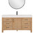 Vinnonva Leon 60'' W Freestanding Single Bathroom Vanity Set in Fir Wood Brown with Lightning White Composite Sink Top, and Mirror, 60'' Brown w/ White Top Set w/ Mirror Product View