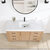 Vinnonva Leon 60'' W Freestanding Single Bathroom Vanity Set in Fir Wood Brown with Lightning White Composite Sink Top, and Mirror, 60'' Brown w/ White Top Set w/ Mirror Overhead View