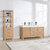 Vinnonva Leon 60'' W Freestanding Double Bathroom Vanity in Fir Wood Brown with Lightning White Composite Sink Top, 60'' Brown w/ White Top Lifestyle View
