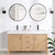 Vinnonva Leon 60'' W Freestanding Double Bathroom Vanity Set in Fir Wood Brown with Lightning White Composite Sink Top and Mirrors, 60'' Brown w/ White Top Set w/ Mirrors Front View