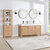 Vinnonva Leon 60'' W Freestanding Double Bathroom Vanity Set in Fir Wood Brown with Lightning White Composite Sink Top and Mirrors, 60'' Brown w/ White Top Set w/ Mirrors Lifestyle Angle View