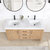 Vinnonva Leon 60'' W Freestanding Double Bathroom Vanity Set in Fir Wood Brown with Lightning White Composite Sink Top and Mirrors, 60'' Brown w/ White Top Set w/ Mirrors Overhead View