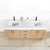 Vinnonva Leon 72'' W Freestanding Double Bathroom Vanity in Fir Wood Brown with Lightning White Composite Sink Top, Brown w/ White Top Overhead View