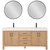 Vinnonva Leon 72'' W Freestanding Double Bathroom Vanity Set in Fir Wood Brown with Lightning White Composite Sink Top and Mirrors, Brown w/ White Top Set w/ Mirrors Product View