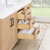 Vinnonva Leon 72'' W Freestanding Double Bathroom Vanity Set in Fir Wood Brown with Lightning White Composite Sink Top and Mirrors, Brown w/ White Top Set w/ Mirrors Drawer Side View