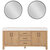 Vinnonva Leon 72'' W Freestanding Double Bathroom Vanity Set in Fir Wood Brown with Lightning White Composite Sink Top and Mirrors, Brown w/ White Top Set w/ Mirrors Product View 2