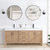 Vinnonva Leon 72'' W Freestanding Double Bathroom Vanity Set in Fir Wood Brown with Lightning White Composite Sink Top and Mirrors, Brown w/ White Top Set w/ Mirrors Front View
