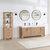 Vinnonva Leon 72'' W Freestanding Double Bathroom Vanity Set in Fir Wood Brown with Lightning White Composite Sink Top and Mirrors, Brown w/ White Top Set w/ Mirrors Lifestyle Angle View