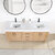 Vinnonva Leon 72'' W Freestanding Double Bathroom Vanity Set in Fir Wood Brown with Lightning White Composite Sink Top and Mirrors, Brown w/ White Top Set w/ Mirrors Overhead View