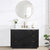 Vinnonva Cadiz 48'' W Freestanding Single Bathroom Vanity Set in Fir Wood Black with Lightning White Composite Top, Sink, and Mirror, 48'' Black w/ White Top Set w/ Mirror Front View