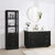 Vinnonva Cadiz 48'' W Freestanding Single Bathroom Vanity Set in Fir Wood Black with Lightning White Composite Top, Sink, and Mirror, 48'' Black w/ White Top Set w/ Mirror Lifestyle Angle View