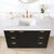 Vinnonva Cadiz 48'' W Freestanding Single Bathroom Vanity Set in Fir Wood Black with Lightning White Composite Top, Sink, and Mirror, 48'' Black w/ White Top Set w/ Mirror Overhead View