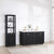 Vinnonva Cadiz 60'' W Freestanding Double Bathroom Vanity in Fir Wood Black with Lighting White Composite Top and Sinks, 60'' Black w/ White Top Lifestyle Angle View