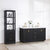 Vinnonva Cadiz 60'' W Freestanding Double Bathroom Vanity in Fir Wood Black with Lighting White Composite Top and Sinks, 60'' Black w/ White Top Lifestyle Angle View
