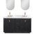 Vinnonva Cadiz 60'' W Freestanding Double Bathroom Vanity Set in Fir Wood Black with Lighting White Composite Top, Sinks, and Mirrors, 60'' Black w/ White Top Set w/ Mirrors Product View