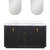 Vinnonva Cadiz 60'' W Freestanding Double Bathroom Vanity Set in Fir Wood Black with Lighting White Composite Top, Sinks, and Mirrors, 60'' Black w/ White Top Set w/ Mirrors Product View 2