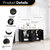 Vinnonva Cadiz 60'' W Freestanding Double Bathroom Vanity Set in Fir Wood Black with Lighting White Composite Top, Sinks, and Mirrors, 60'' Black w/ White Top Set w/ Mirrors Product Details