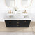 Vinnonva Cadiz 60'' W Freestanding Double Bathroom Vanity Set in Fir Wood Black with Lighting White Composite Top, Sinks, and Mirrors, 60'' Black w/ White Top Set w/ Mirrors Overhead View