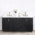 Vinnonva Cadiz 72'' W Freestanding Double Bathroom Vanity in Fir Wood Black with Lighting White Composite Top and Sinks, 72'' Black w/ White Top Lifestyle Front View