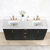 Vinnonva Cadiz 72'' W Freestanding Double Bathroom Vanity in Fir Wood Black with Lighting White Composite Top and Sinks, 72'' Black w/ White Top Overhead View