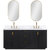 Vinnonva Cadiz 72'' W Freestanding Double Bathroom Vanity Set in Fir Wood Black with Lighting White Composite Top, Sinks, and Mirrors, 72'' Black w/ White Top Set w/ Mirrors Product View