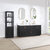 Vinnonva Cadiz 72'' W Freestanding Double Bathroom Vanity Set in Fir Wood Black with Lighting White Composite Top, Sinks, and Mirrors, 72'' Black w/ White Top Set w/ Mirrors Lifestyle Angle View