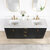 Vinnonva Cadiz 72'' W Freestanding Double Bathroom Vanity Set in Fir Wood Black with Lighting White Composite Top, Sinks, and Mirrors, 72'' Black w/ White Top Set w/ Mirrors Overhead View
