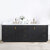 Vinnonva Cadiz 84'' W Freestanding Double Bathroom Vanity in Fir Wood Black with Lighting White Composite Top and Sinks, 84'' Black w/ White Top Lifestyle Front View