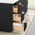 Vinnonva Cadiz 84'' W Freestanding Double Bathroom Vanity Set in Fir Wood Black with Lighting White Composite Top, Sinks, and Mirrors, 84'' Black w/ White Top Set w/ Mirrors Drawer Side View