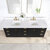 Vinnonva Cadiz 84'' W Freestanding Double Bathroom Vanity Set in Fir Wood Black with Lighting White Composite Top, Sinks, and Mirrors, 84'' Black w/ White Top Set w/ Mirrors Overhead View