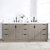 Vinnonva Cadiz 84'' W Freestanding Double Bathroom Vanity in Fir Wood Grey with Lighting White Composite Top and Sinks, 84'' Grey w/ White Top Lifestyle Front View
