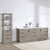 Vinnonva Cadiz 84'' W Freestanding Double Bathroom Vanity in Fir Wood Grey with Lighting White Composite Top and Sinks, 84'' Grey w/ White Top Lifestyle Angle View