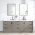 Vinnonva Cadiz 84'' W Freestanding Double Bathroom Vanity Set in Fir Wood Grey with Lighting White Composite Top, Sinks, and Mirrors, 84'' Grey w/ White Top Set w/ Mirrors Front View